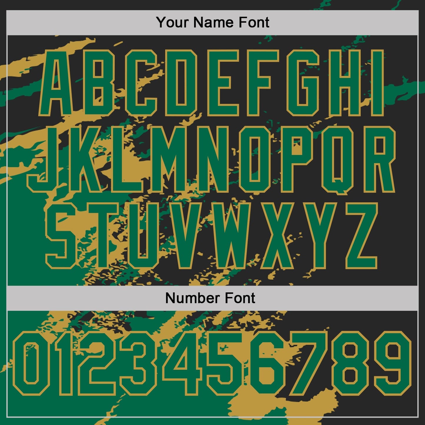 Custom Black Kelly Green-Old Gold Brush Stroke Shatter Splatter Performance T-Shirt view 4