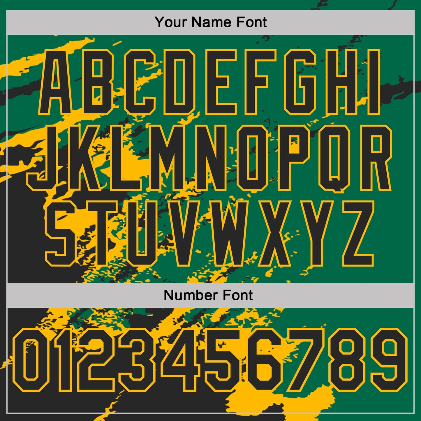 Custom Kelly Green Black-Gold Brush Stroke Shatter Splatter Performance T-Shirt view 4