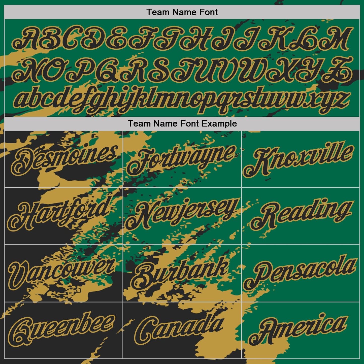 Custom Kelly Green Black-Old Gold Brush Stroke Shatter Splatter Performance T-Shirt view 3