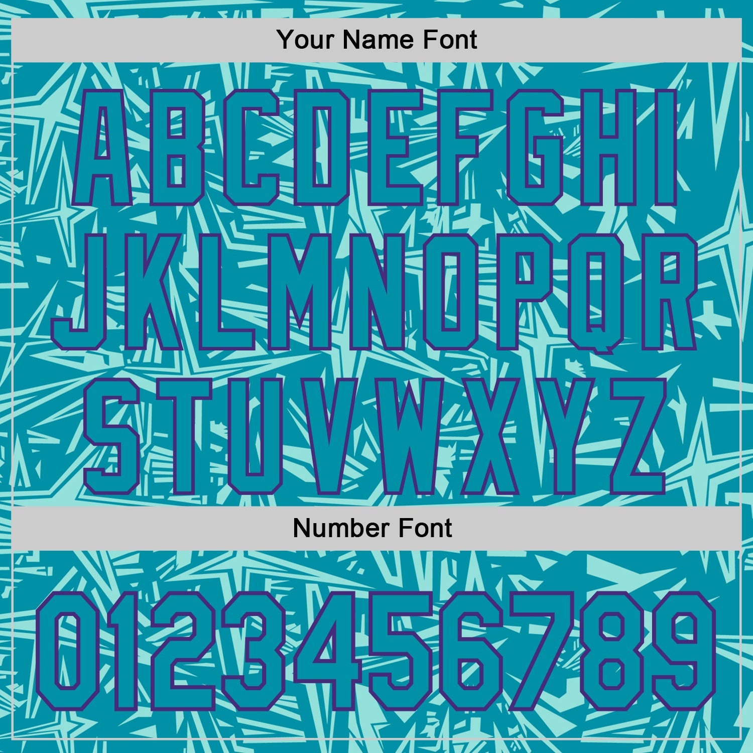Custom Teal Ice Blue-Purple Geometric Cyber Starburst Authentic Baseball Jersey view 5