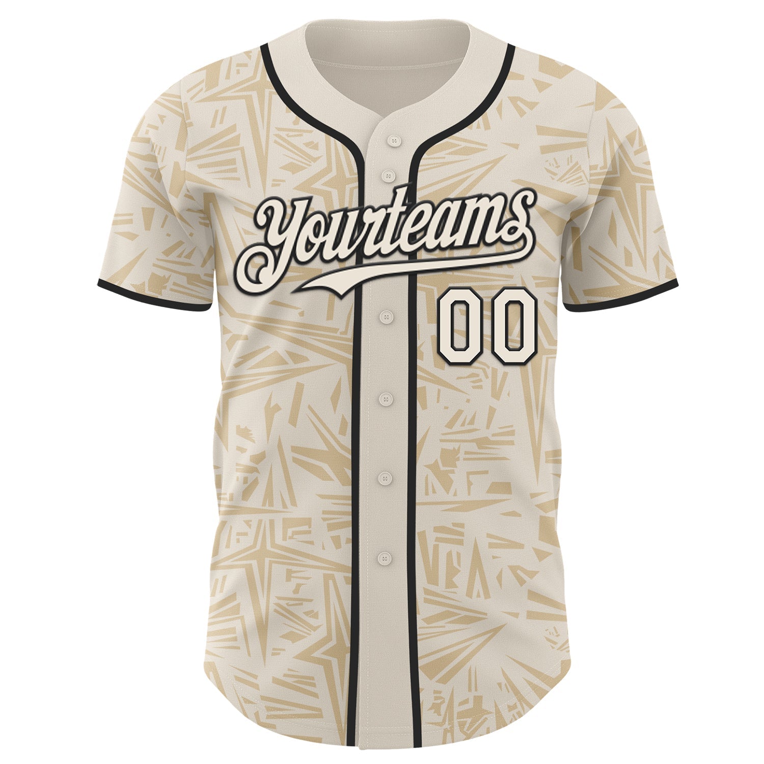 Custom Cream-Black Geometric Cyber Starburst Authentic Baseball Jersey view 2