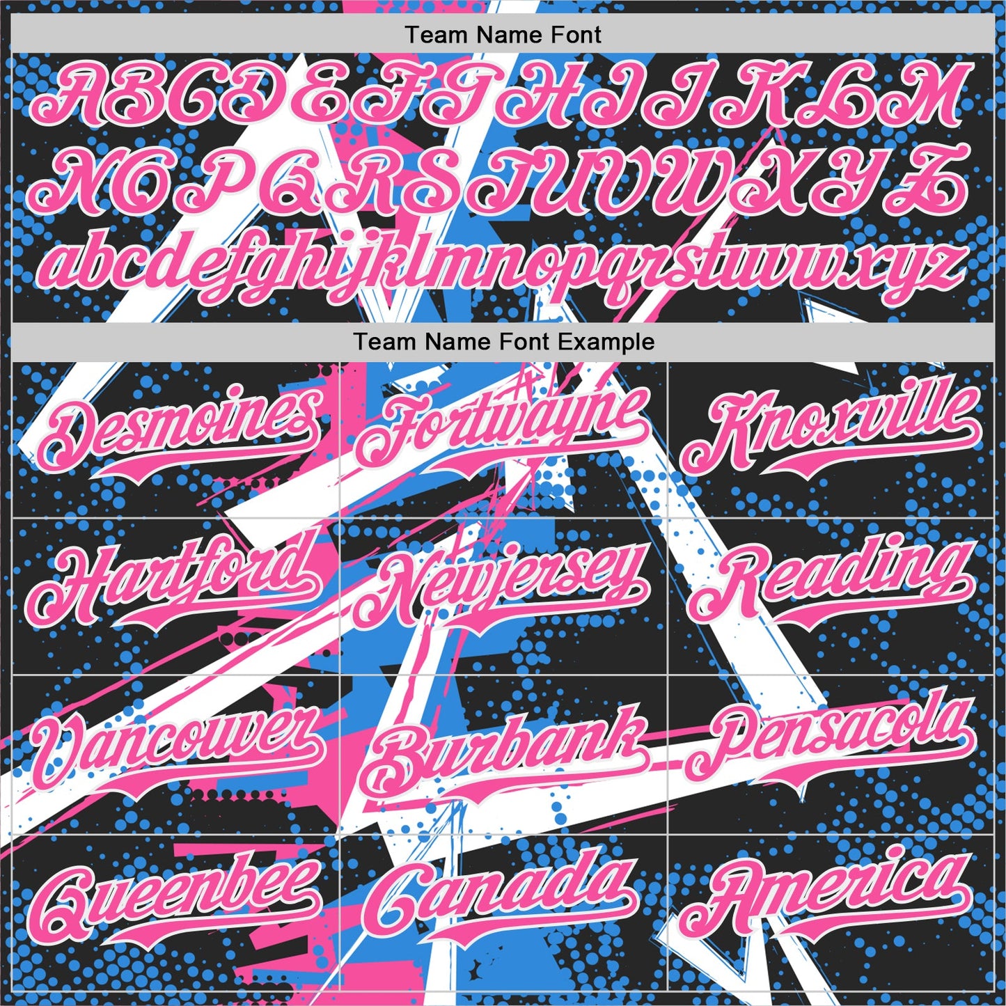 Custom Black White Electric Blue-Pink Geometric Shards Dot Grid Authentic Baseball Jersey view 4