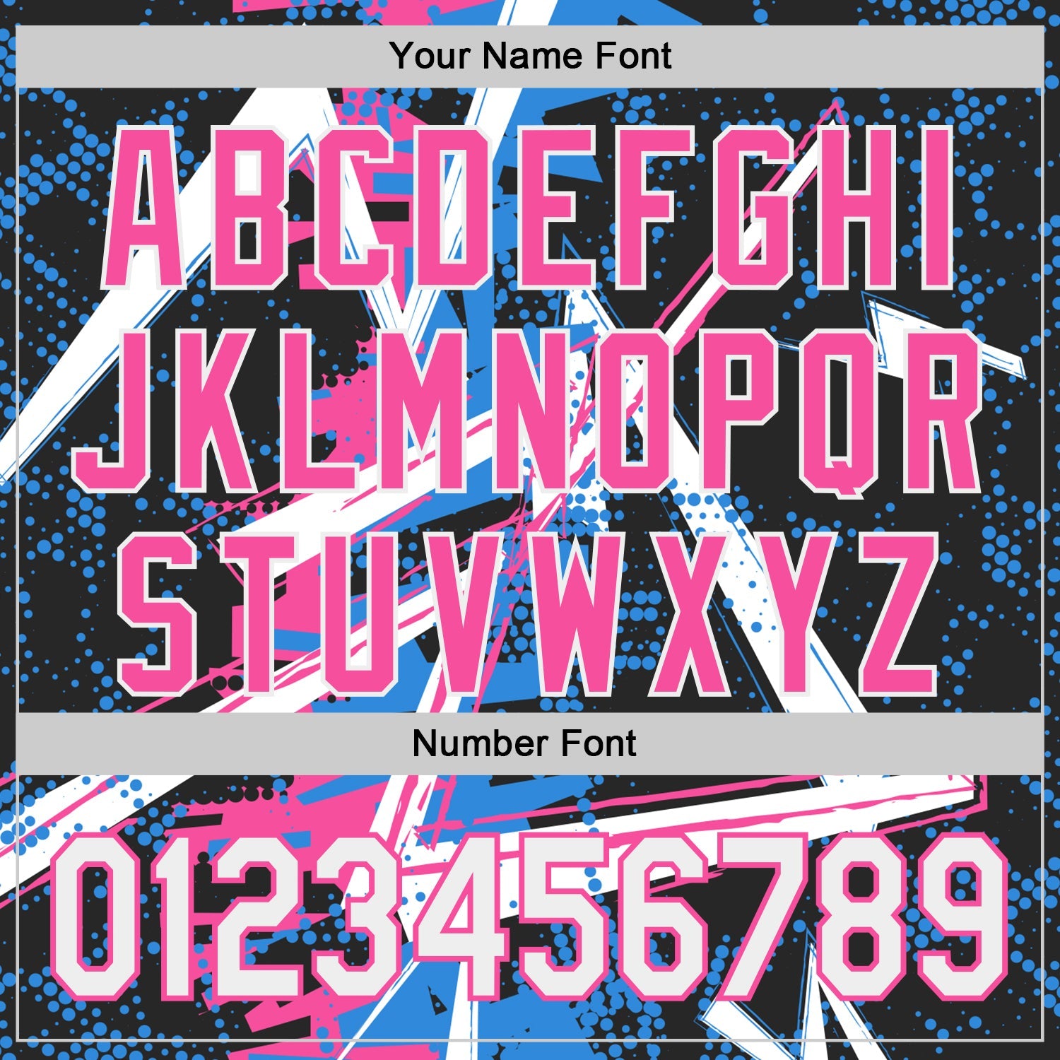 Custom Black White Electric Blue-Pink Geometric Shards Dot Grid Authentic Baseball Jersey view 5