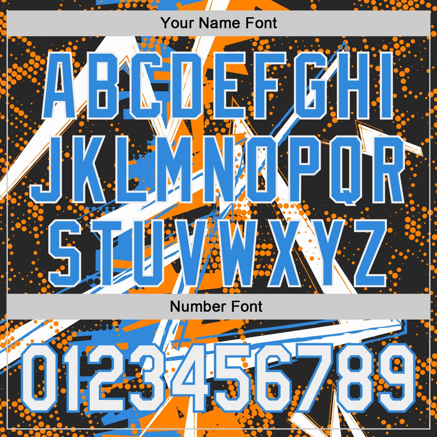 Custom Black White Bay Orange-Electric Blue Geometric Shards Dot Grid Authentic Baseball Jersey view 5