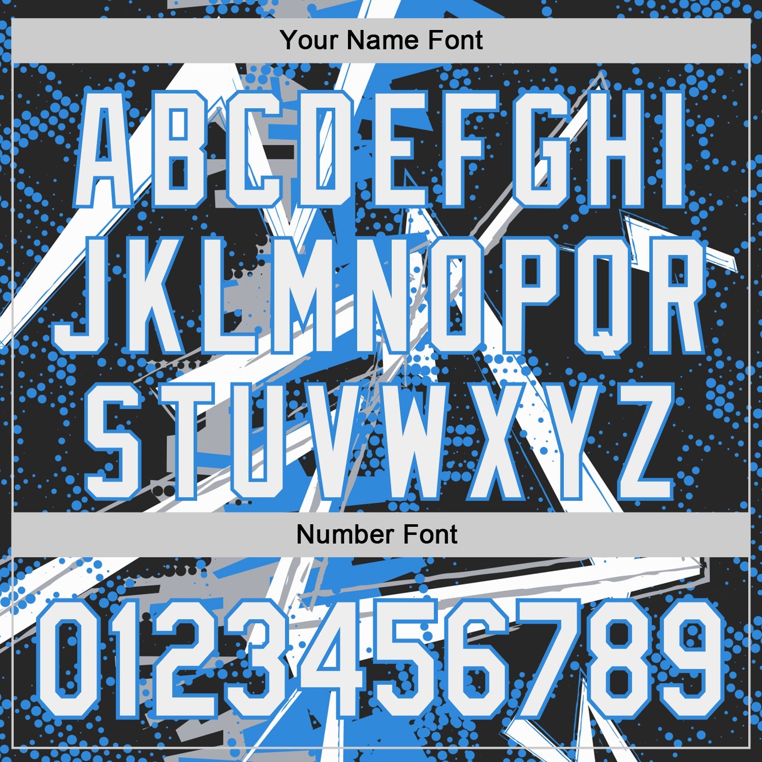 Custom Black White Gray-Electric Blue Geometric Shards Dot Grid Authentic Baseball Jersey view 5
