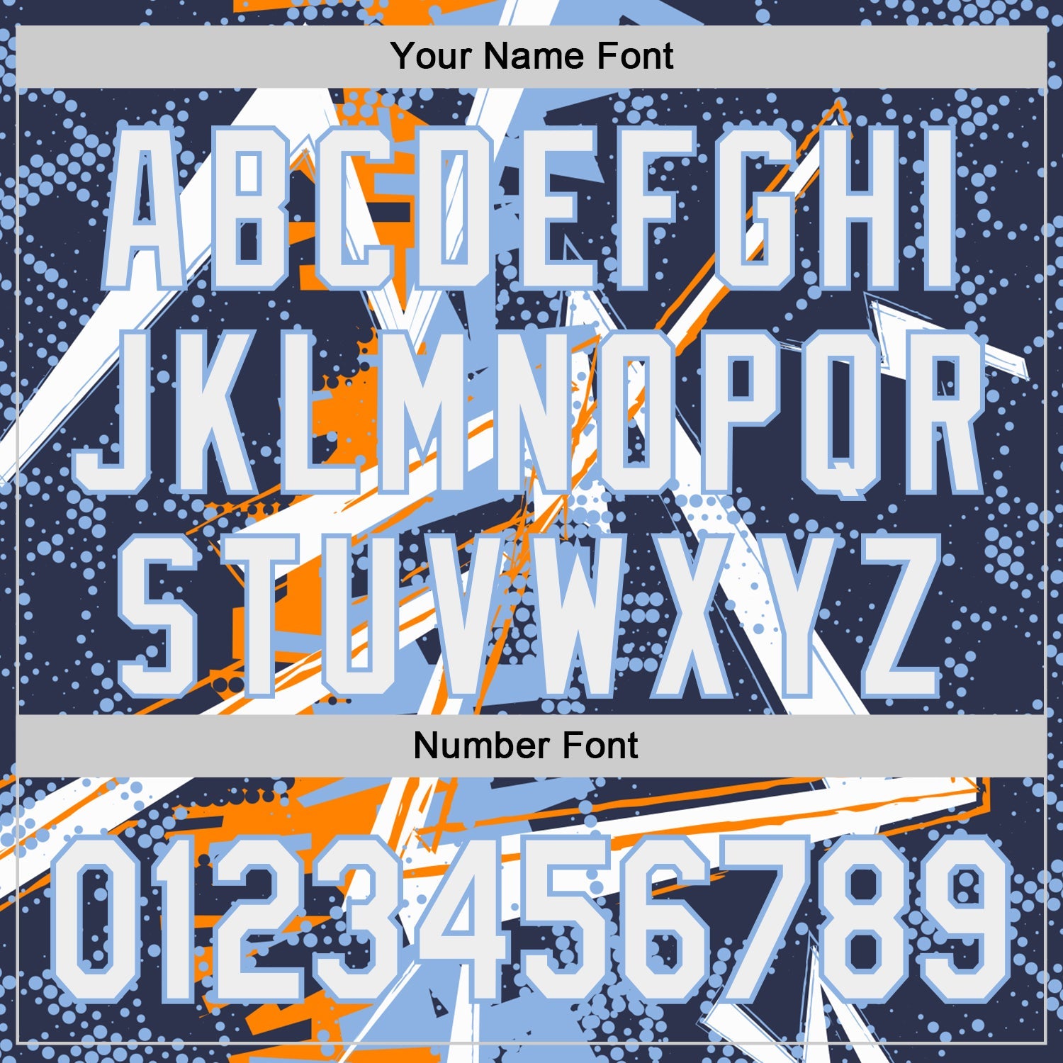 Custom Navy White Bay Orange-Light Blue Geometric Shards Dot Grid Authentic Baseball Jersey view 5