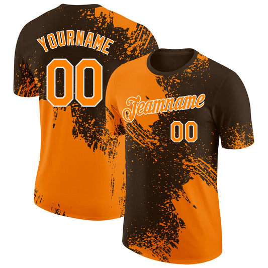 Custom Brown Bay Orange-White Abstract Brush Stroke Performance T-Shirt - Main View