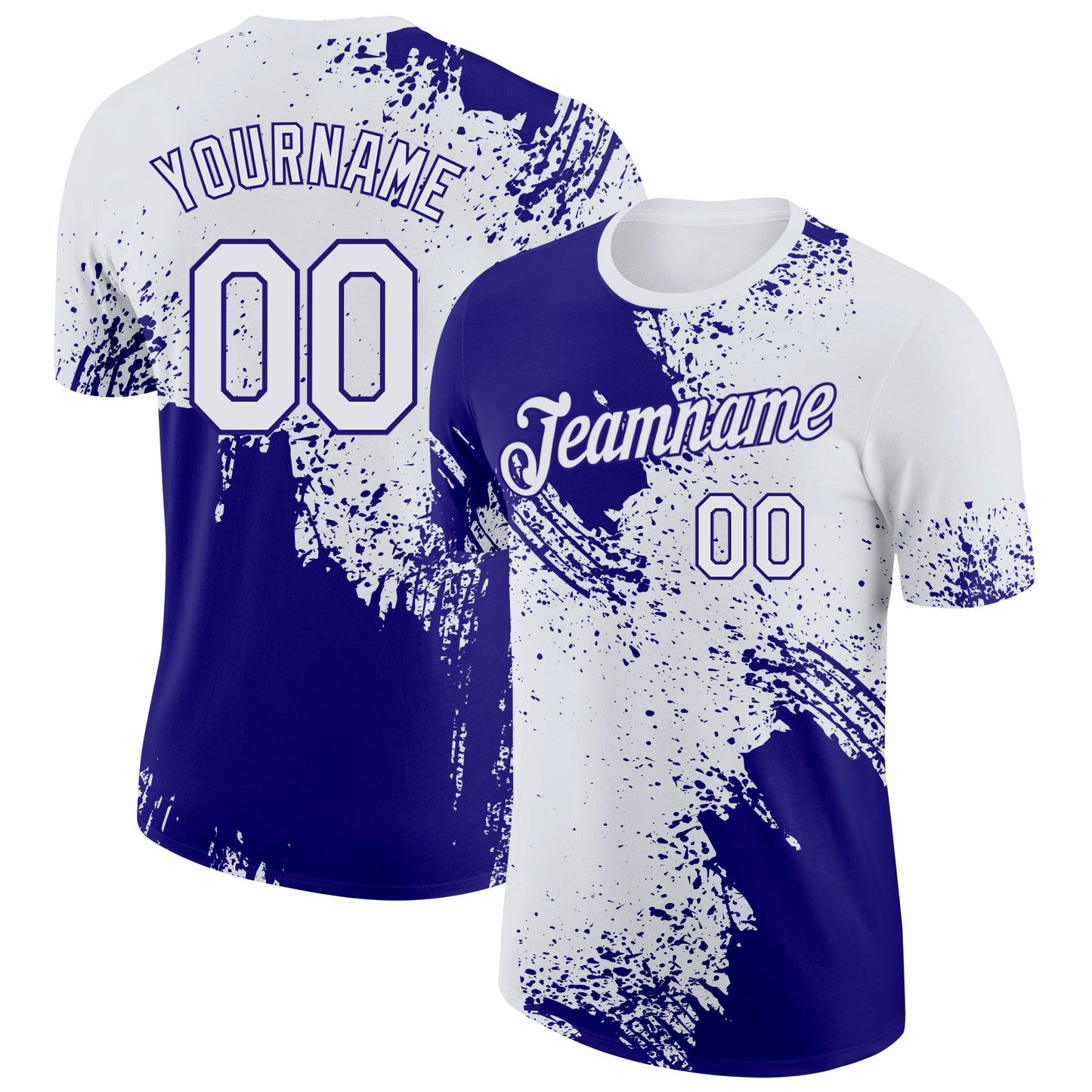 Custom White-Dark Purple Abstract Brush Stroke Performance T-Shirt - Main View