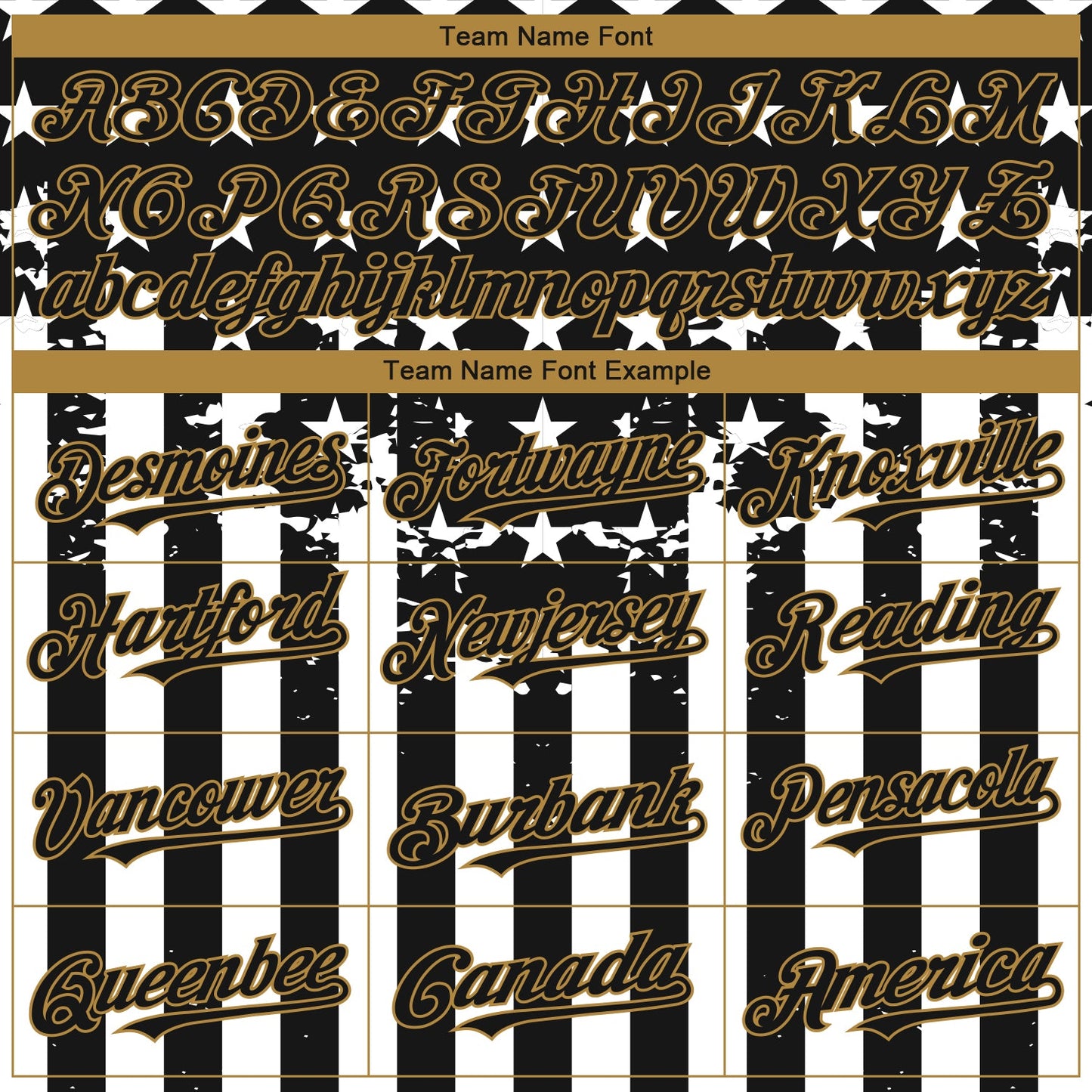 Custom Black Old Gold-White 3D American Flag Authentic Baseball Jersey view 4