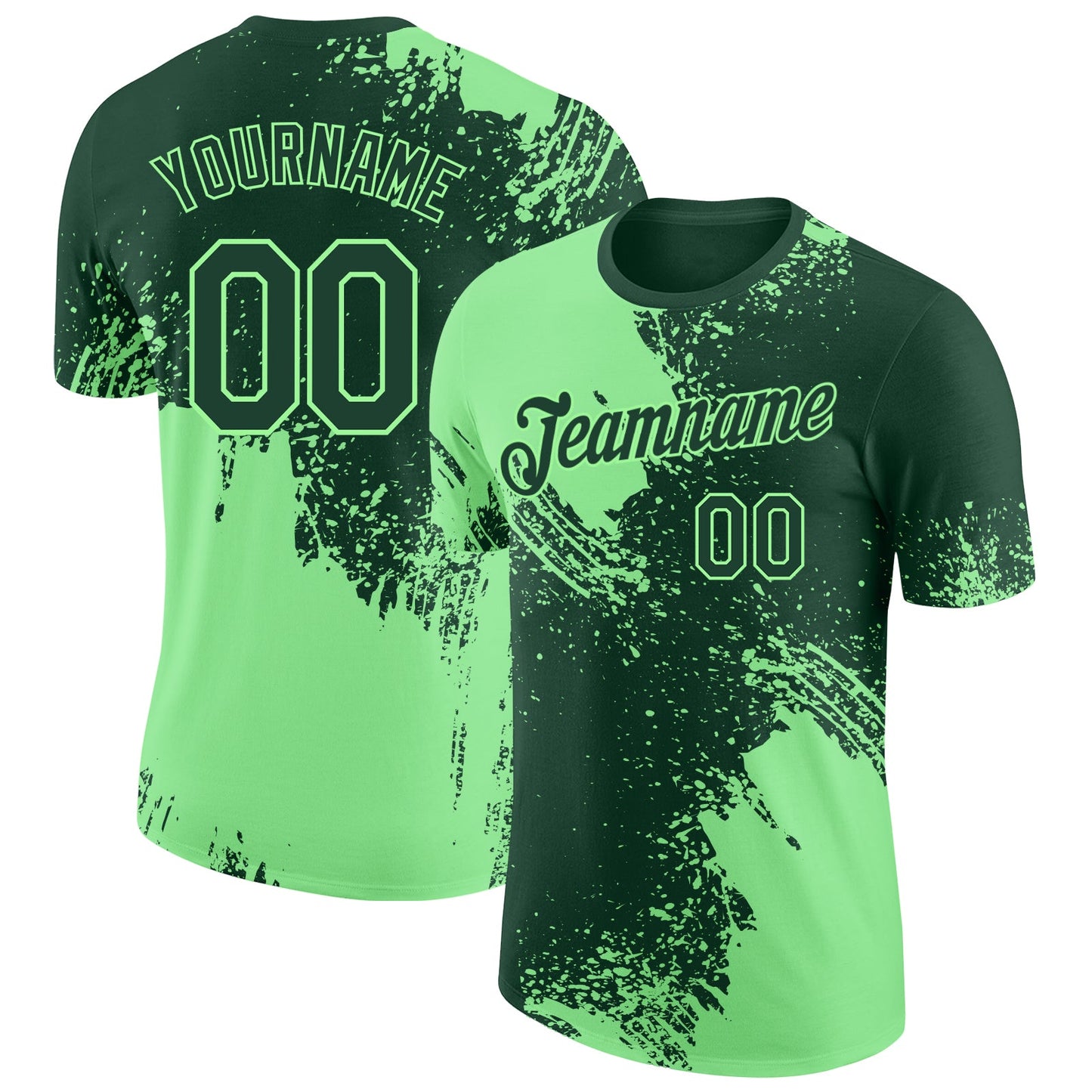Custom Green-Pea Green Abstract Brush Stroke Performance T-Shirt - Main View