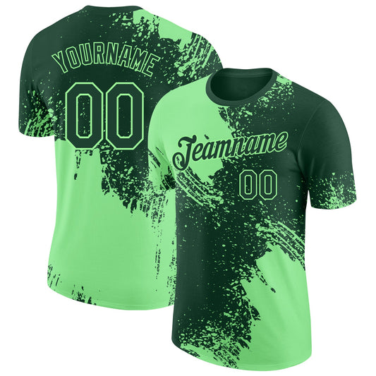 Custom Green-Pea Green Abstract Brush Stroke Performance T-Shirt - Main View