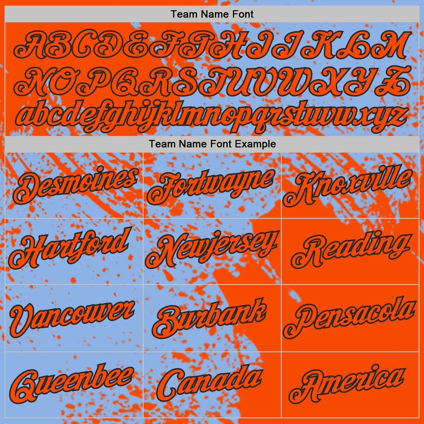 Custom Light Blue Orange-Black Abstract Brush Stroke Performance T-Shirt view 3