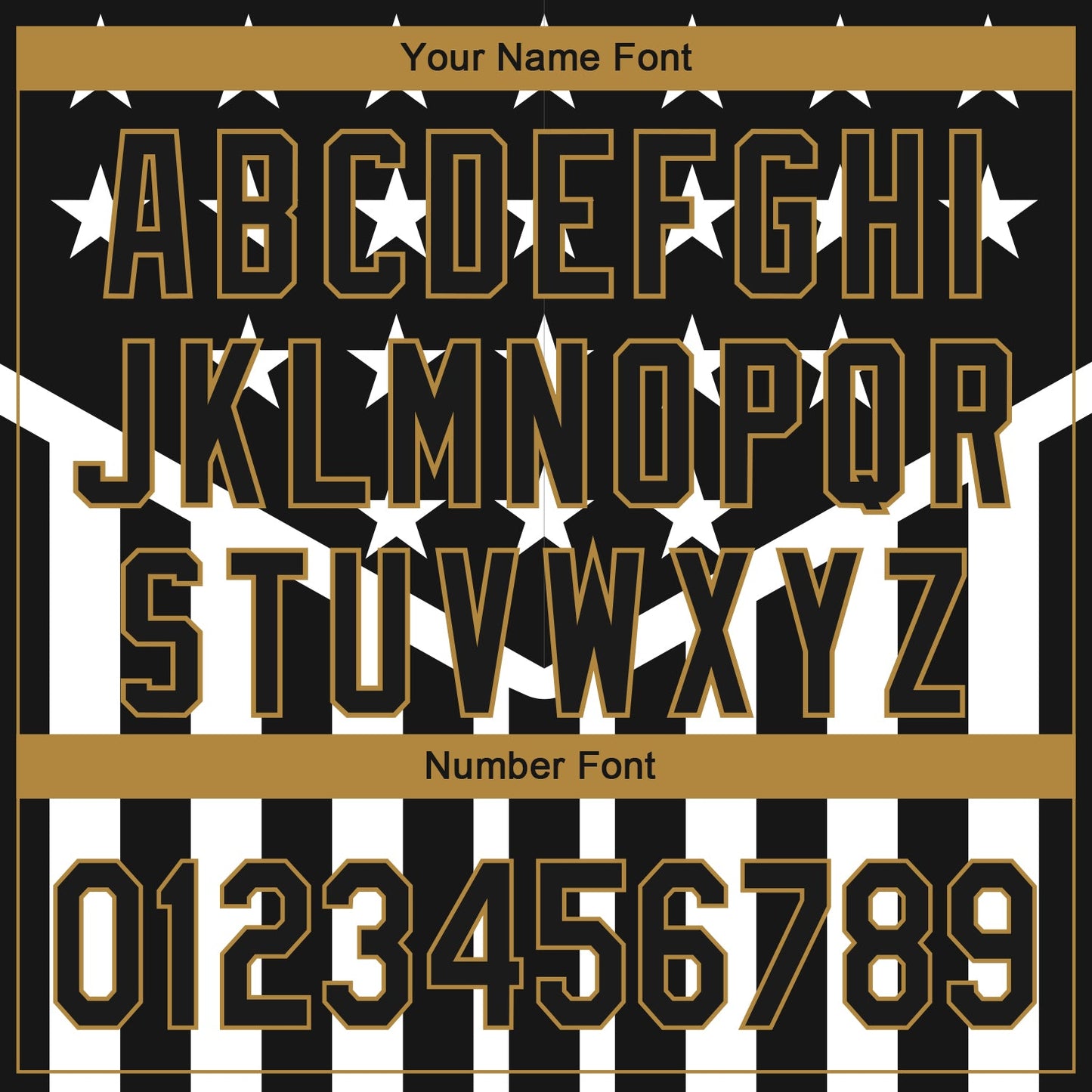 Custom Black Old Gold-White 3D American Flag Authentic Baseball Jersey view 5