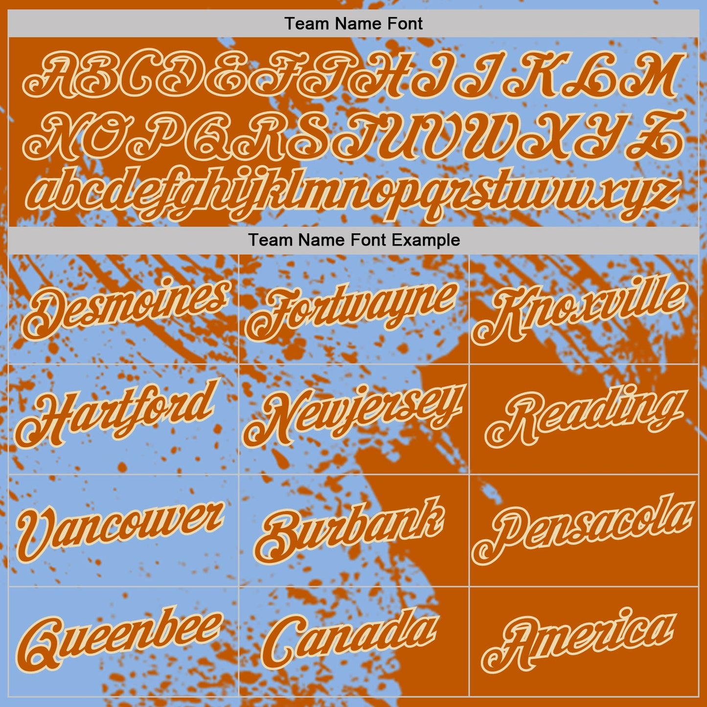 Custom Light Blue Texas Orange-Cream Abstract Brush Stroke Performance T-Shirt view 3