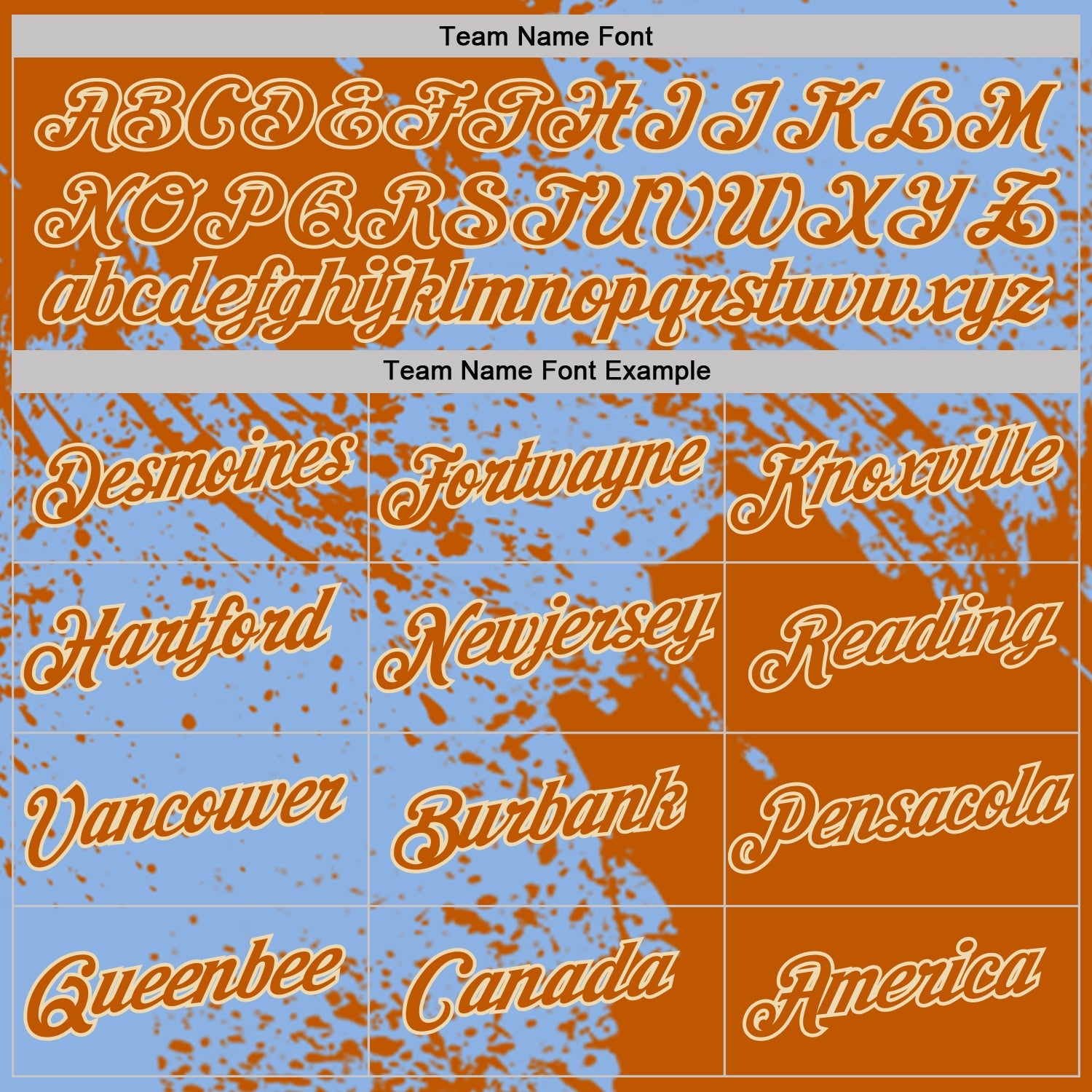Custom Light Blue Texas Orange-Cream Abstract Brush Stroke Performance T-Shirt view 3