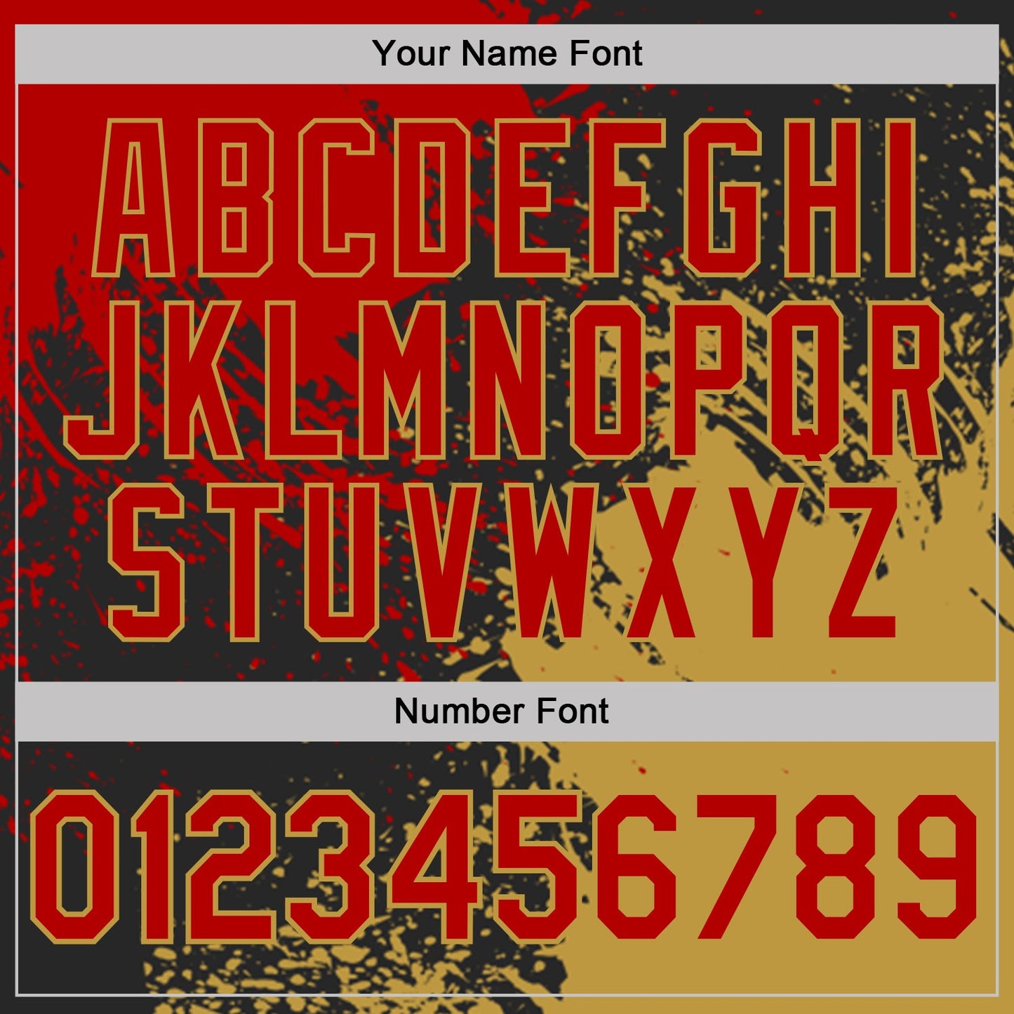 Custom Black Red-Old Gold Abstract Brush Stroke Performance T-Shirt view 4