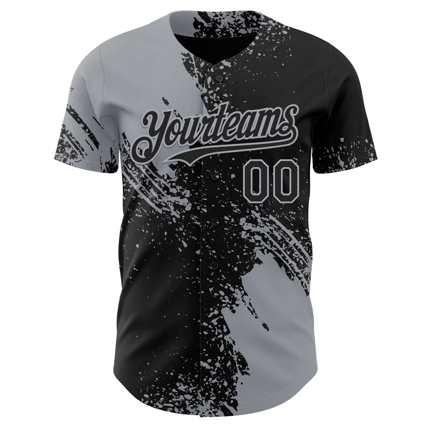 Custom Black-Gray Abstract Brush Stroke Authentic Baseball Jersey view 2