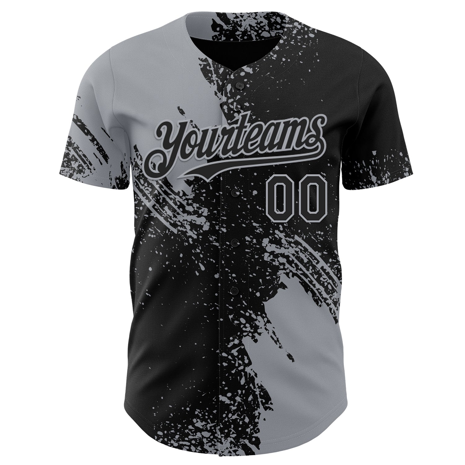 Custom Black-Gray Abstract Brush Stroke Authentic Baseball Jersey view 2