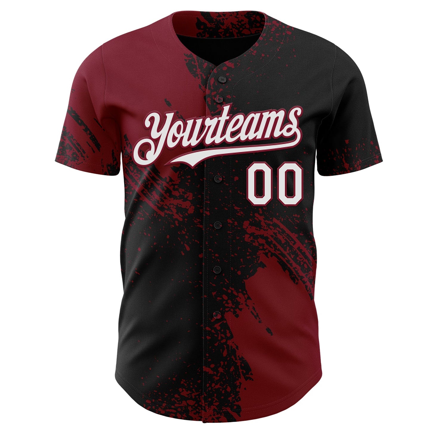 Custom Black White-Crimson Abstract Brush Stroke Authentic Baseball Jersey view 2