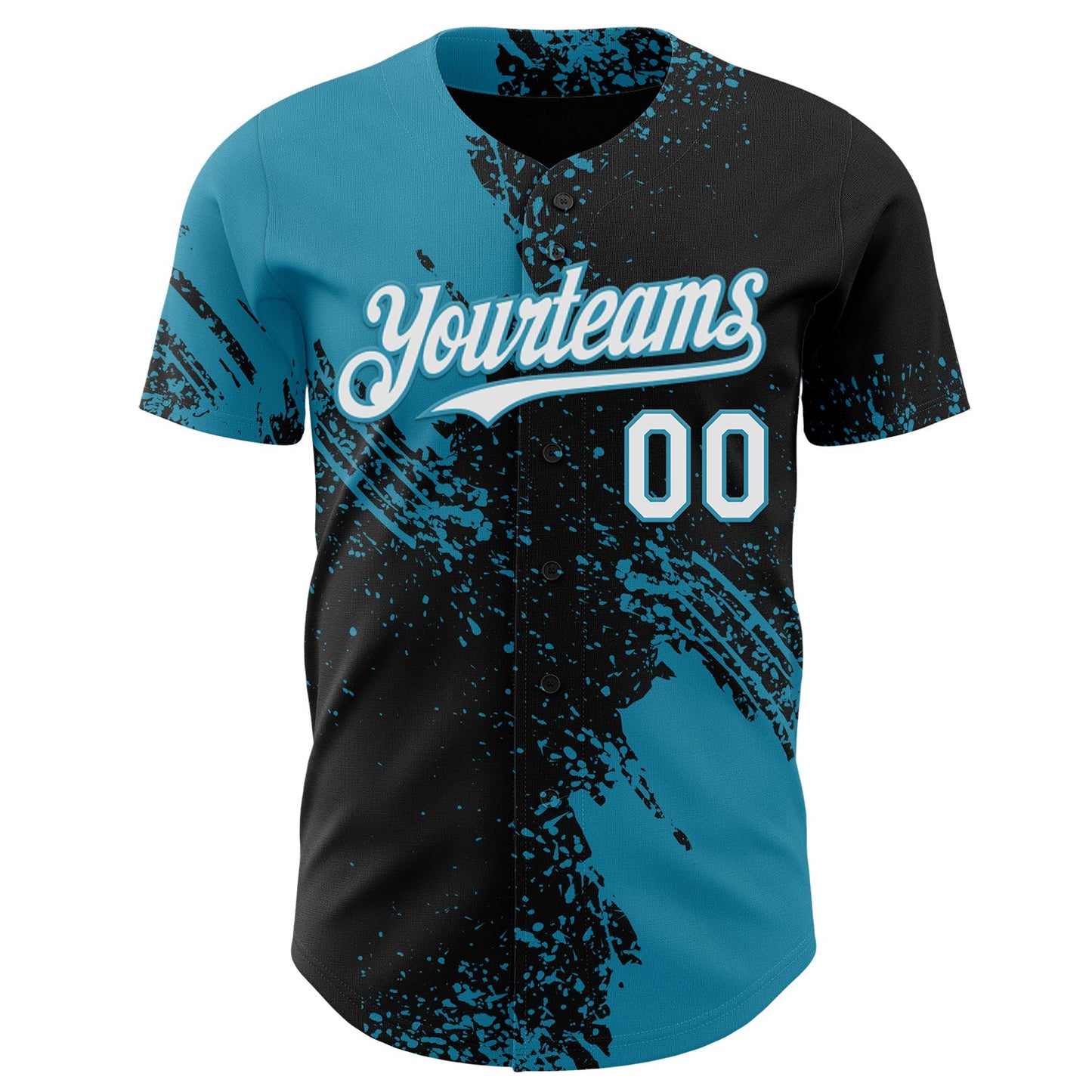 Custom Black White-Panther Blue Abstract Brush Stroke Authentic Baseball Jersey view 2