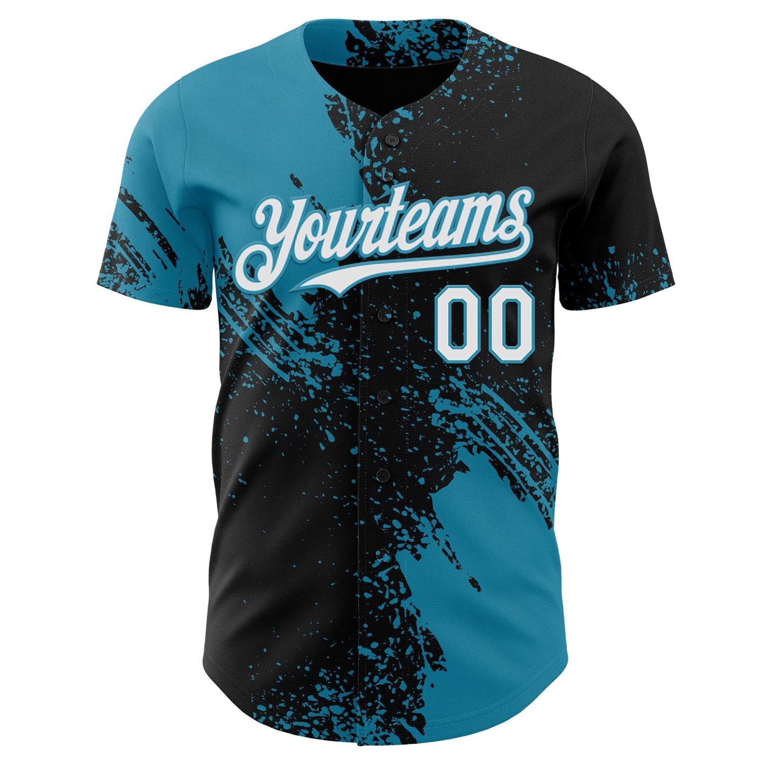 Custom Black White-Panther Blue Abstract Brush Stroke Authentic Baseball Jersey view 2