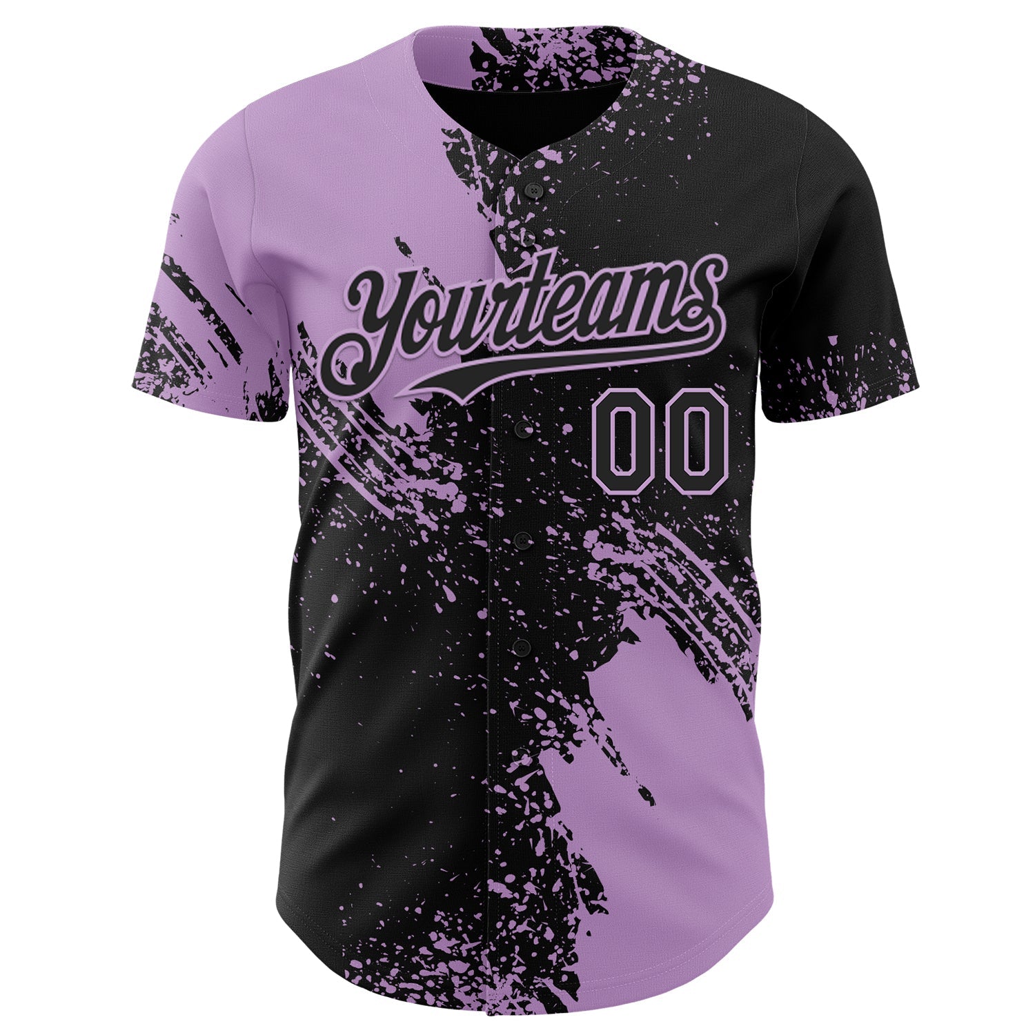 Custom Black-Light Purple Abstract Brush Stroke Authentic Baseball Jersey view 2