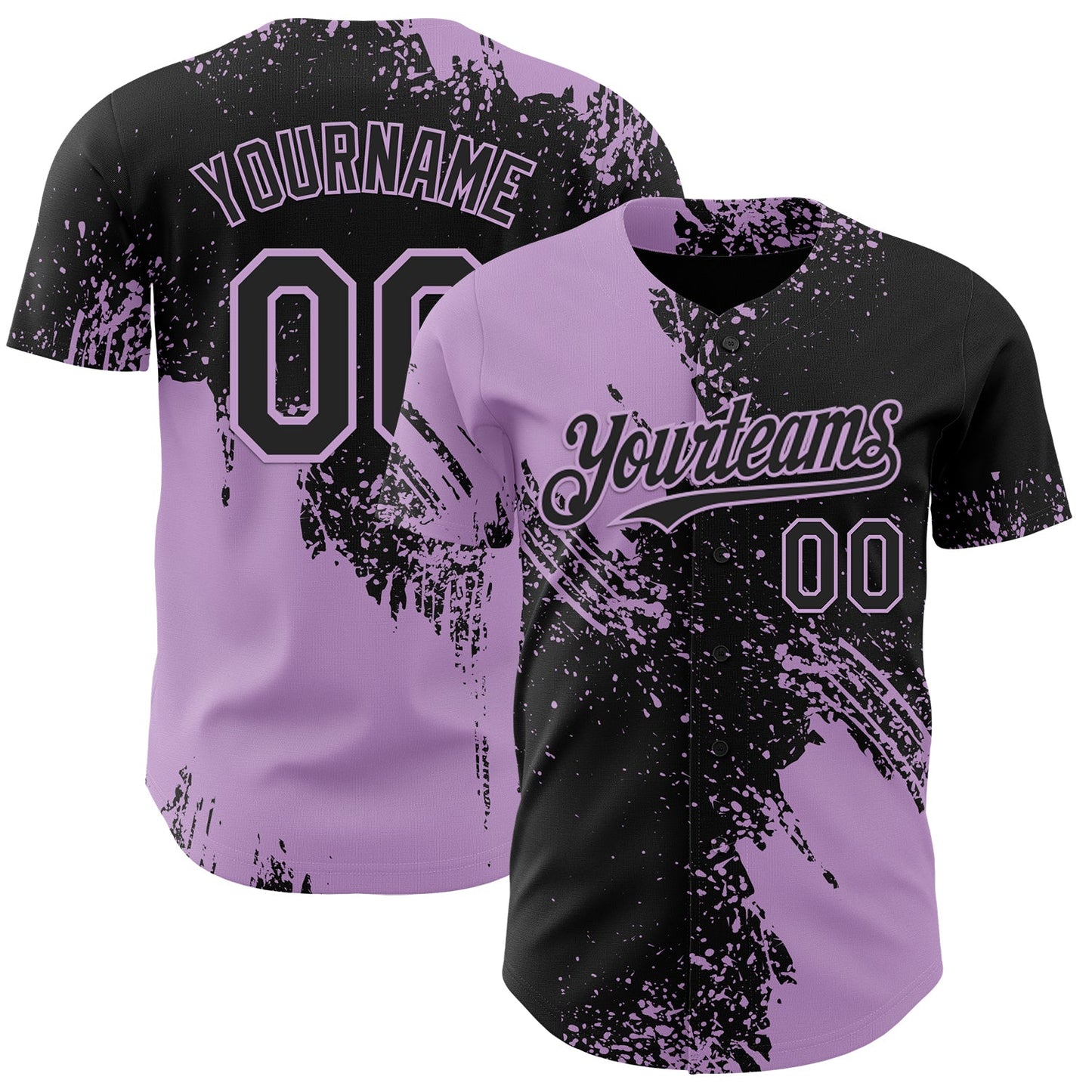Custom Black-Light Purple Abstract Brush Stroke Authentic Baseball Jersey - Main View