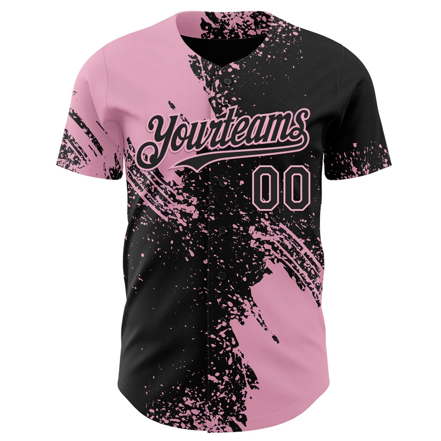Custom Black-Light Pink Abstract Brush Stroke Authentic Baseball Jersey view 2