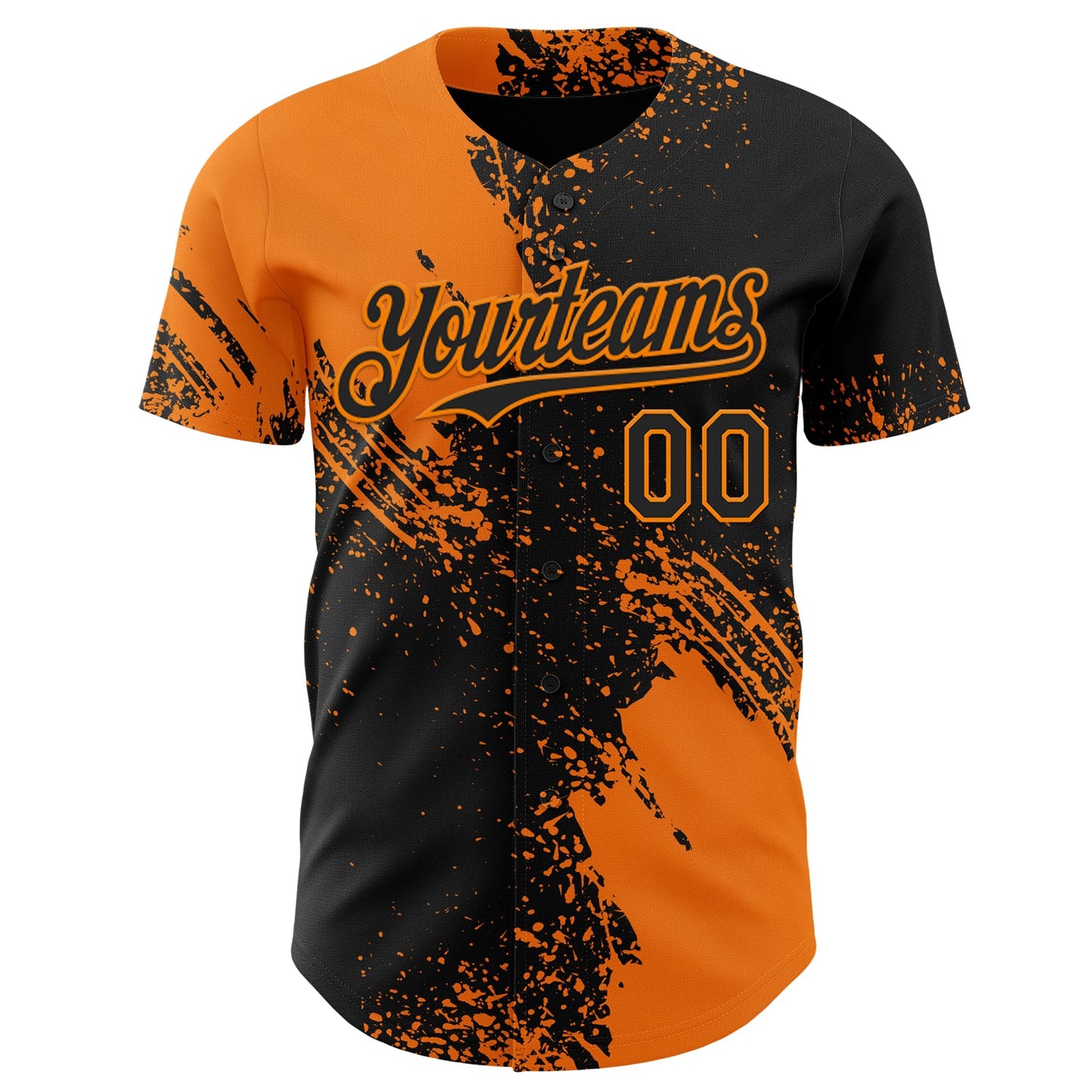 Custom Black-Bay Orange Abstract Brush Stroke Authentic Baseball Jersey view 2