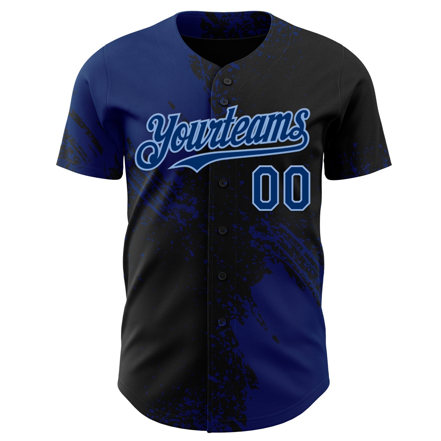Custom Black US Navy Blue-Light Blue Abstract Brush Stroke Authentic Baseball Jersey view 2