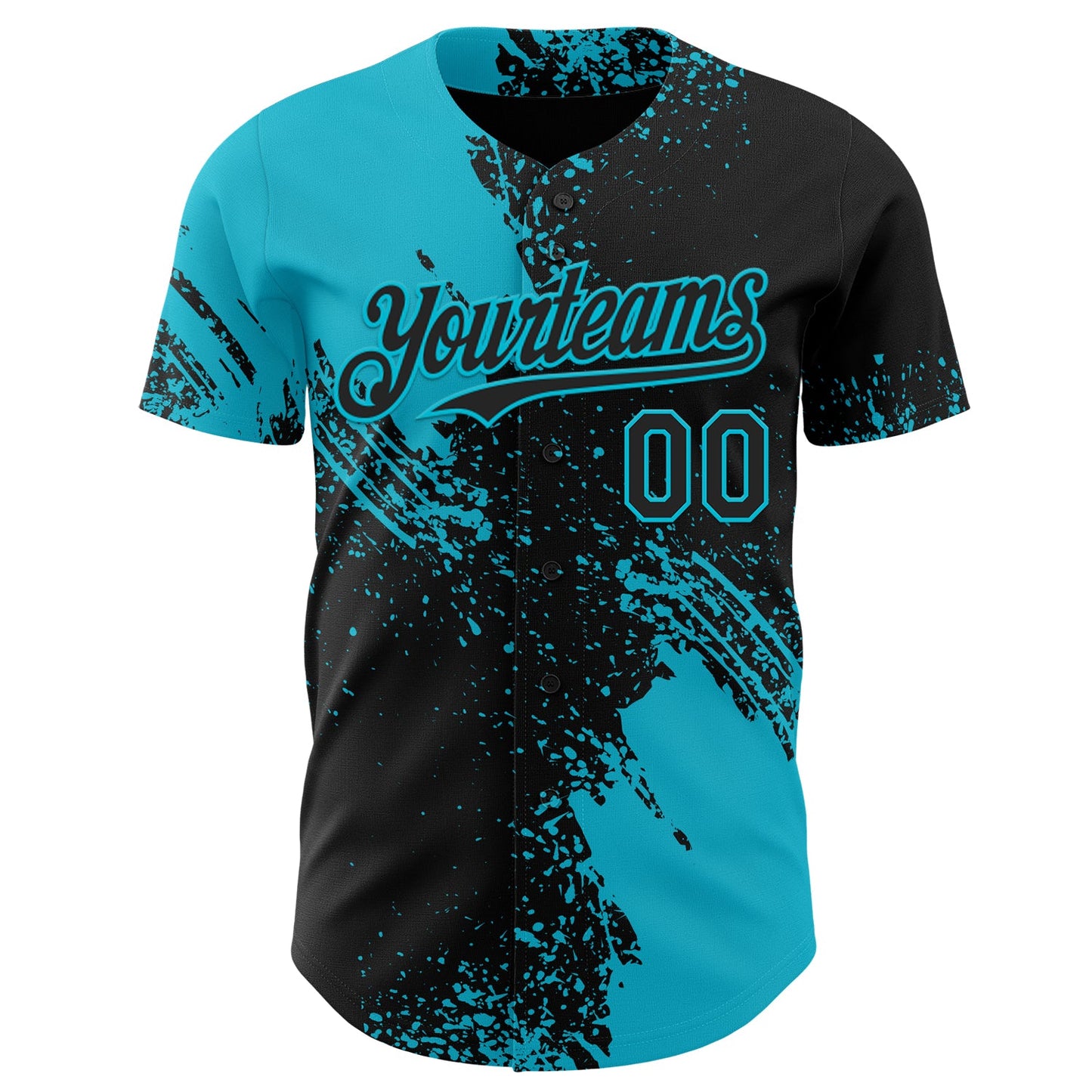 Custom Black-Lakes Blue Abstract Brush Stroke Authentic Baseball Jersey view 2
