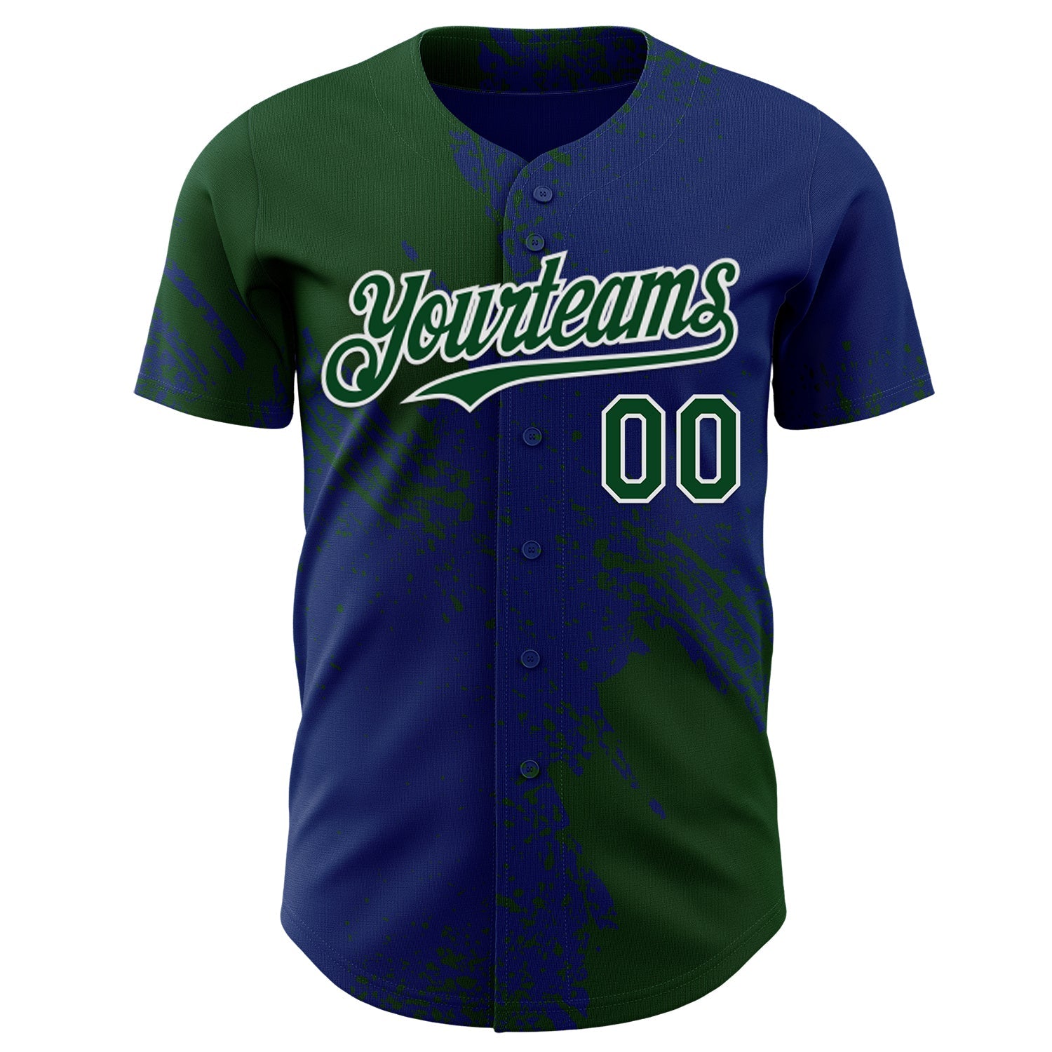 Custom Royal Green-White Abstract Brush Stroke Authentic Baseball Jersey view 2