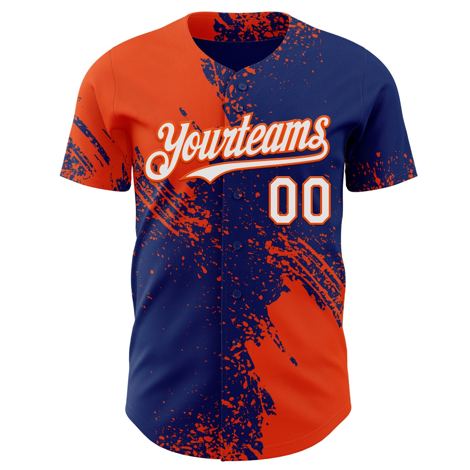 Custom Royal White-Orange Abstract Brush Stroke Authentic Baseball Jersey view 2