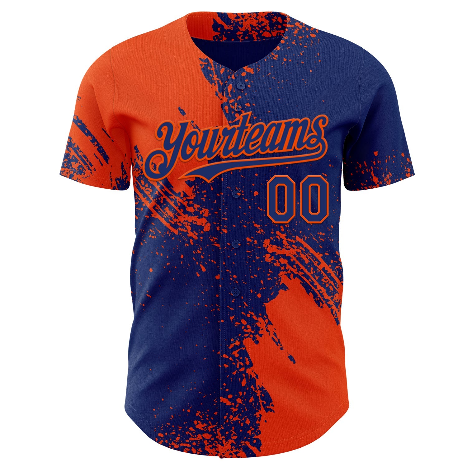 Custom Royal-Orange Abstract Brush Stroke Authentic Baseball Jersey view 2