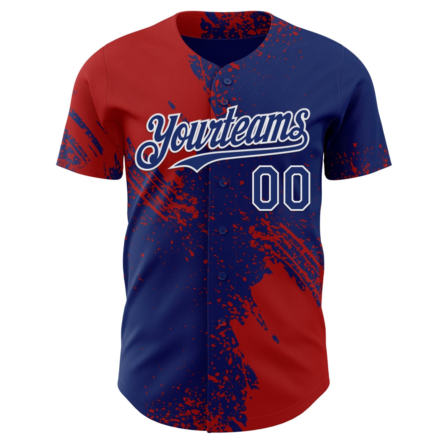 Custom Royal Red-White Abstract Brush Stroke Authentic Baseball Jersey view 2