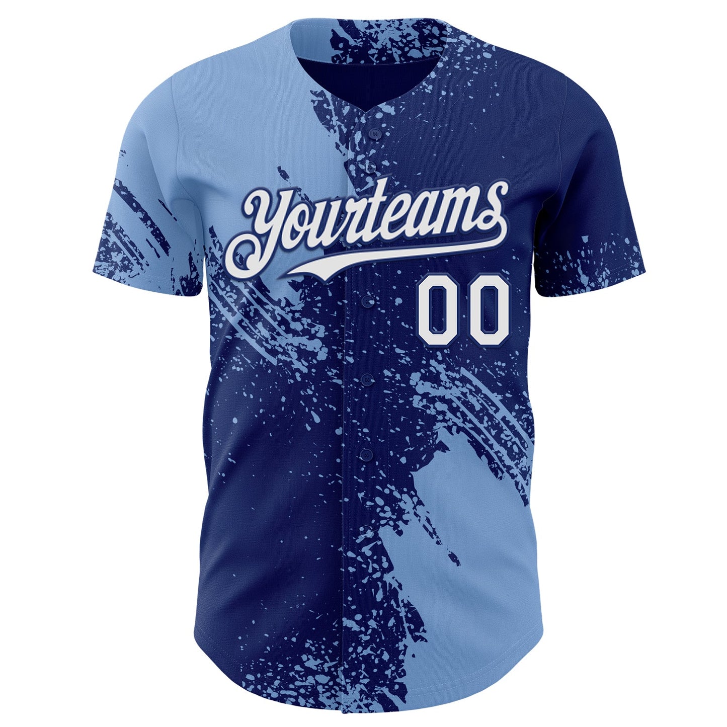 Custom Royal White-Light Blue Abstract Brush Stroke Authentic Baseball Jersey view 2