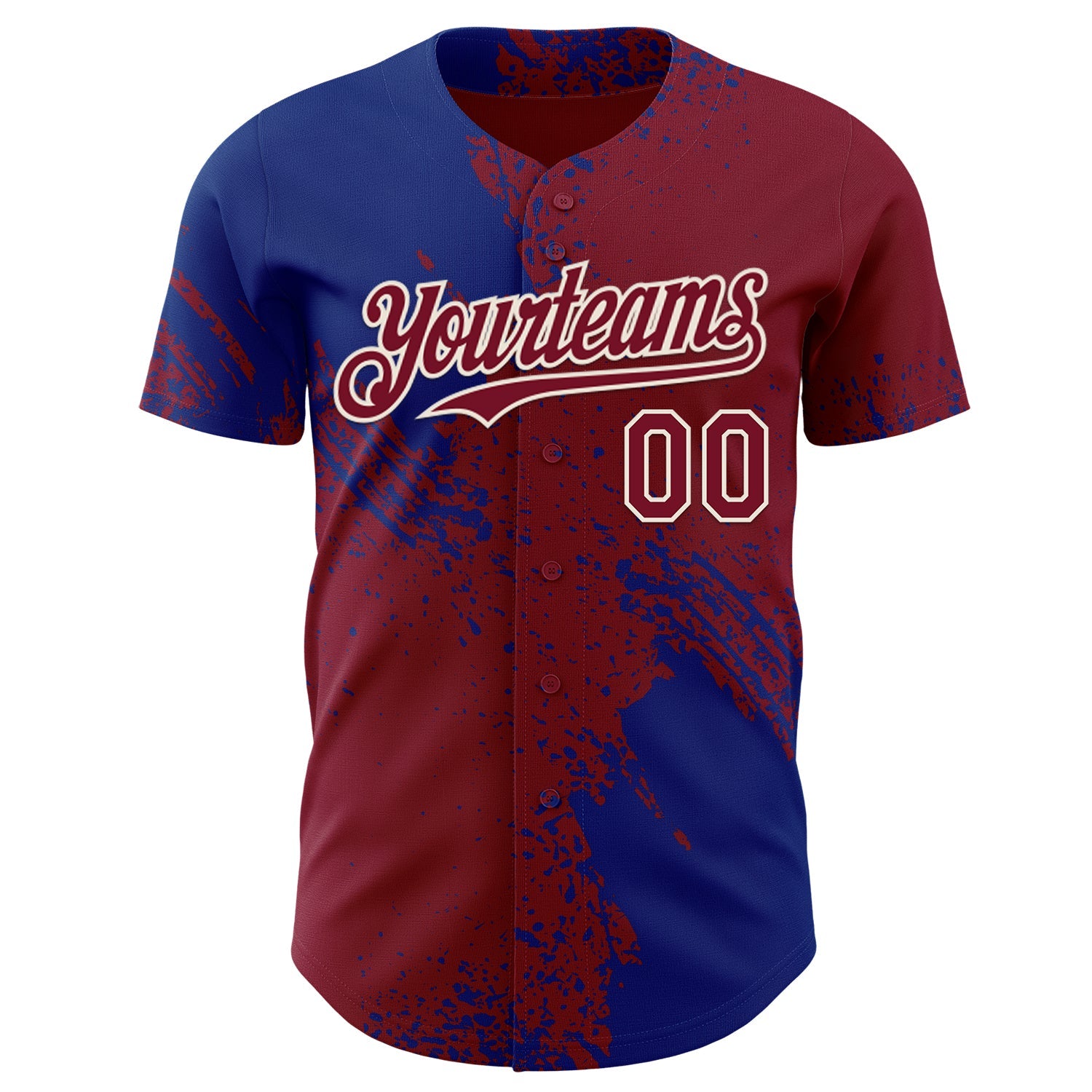 Custom Crimson Royal-Cream Abstract Brush Stroke Authentic Baseball Jersey view 2