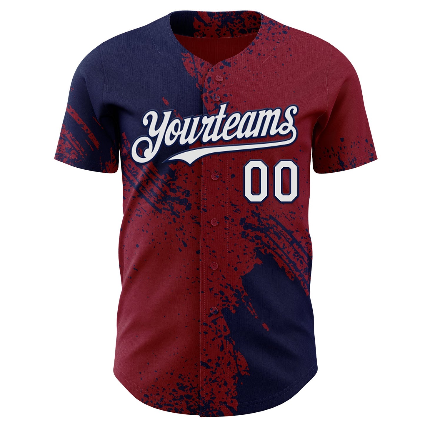 Custom Crimson White-Navy Abstract Brush Stroke Authentic Baseball Jersey view 2