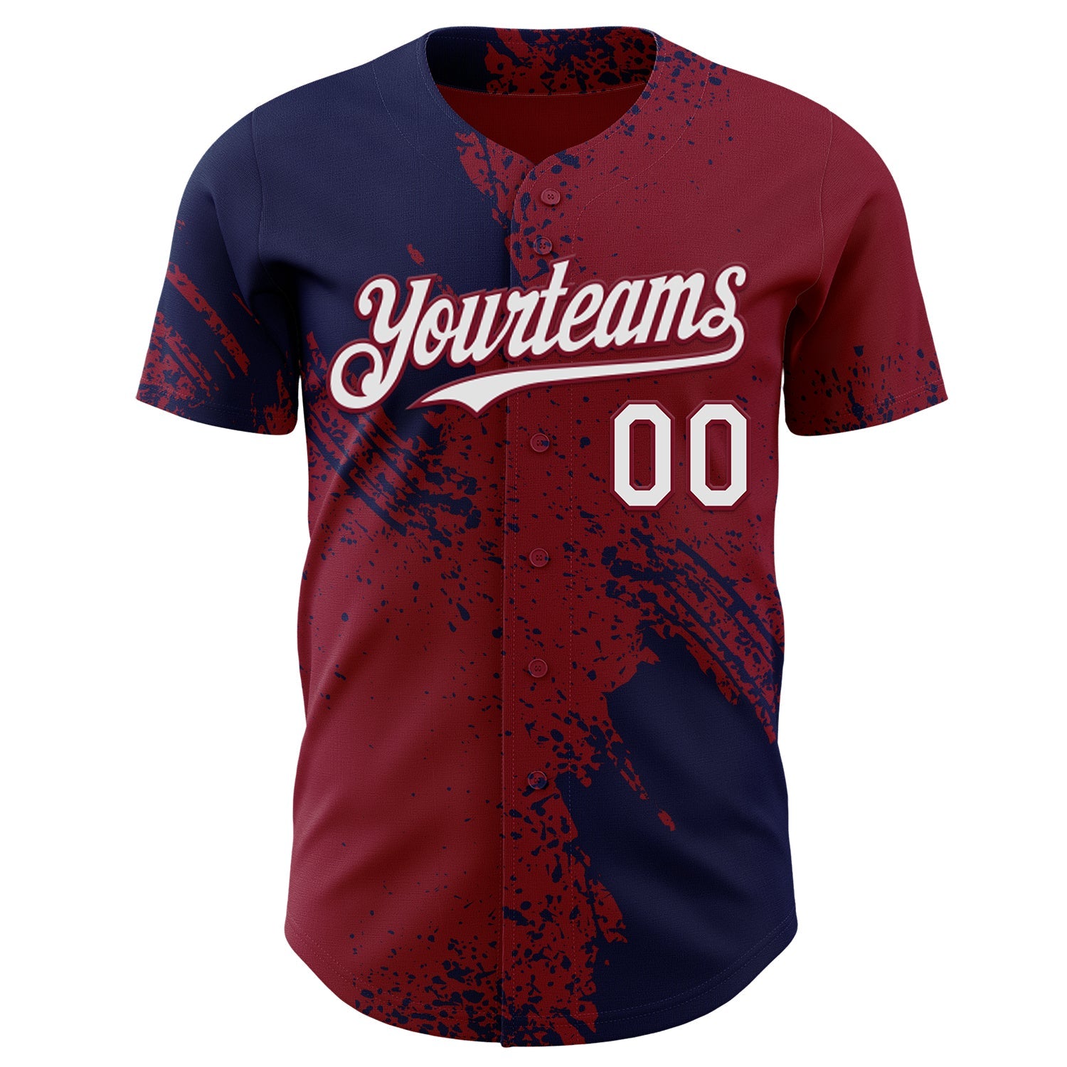 Custom Crimson White-Navy Abstract Brush Stroke Authentic Baseball Jersey view 2