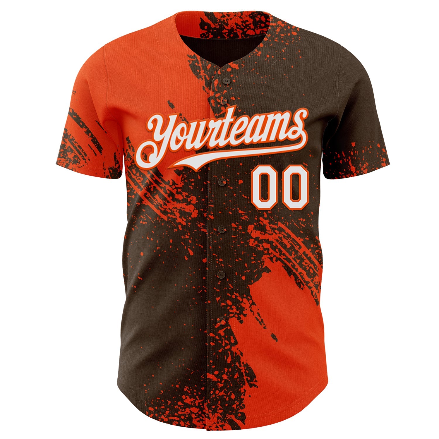 Custom Brown White-Orange Abstract Brush Stroke Authentic Baseball Jersey view 2