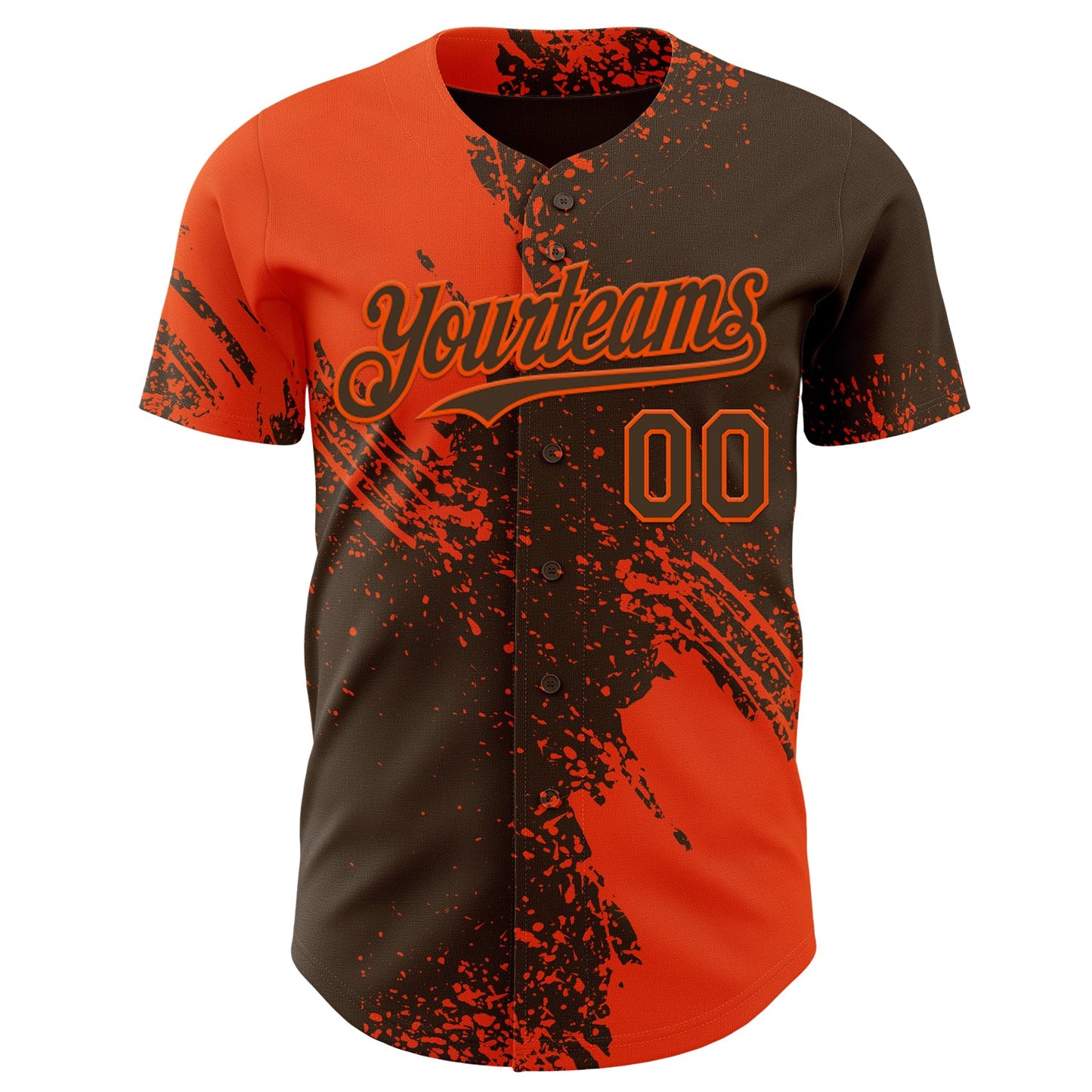 Custom Brown-Orange Abstract Brush Stroke Authentic Baseball Jersey view 2