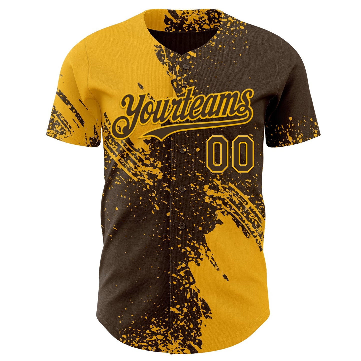Custom Brown-Gold Abstract Brush Stroke Authentic Baseball Jersey view 2