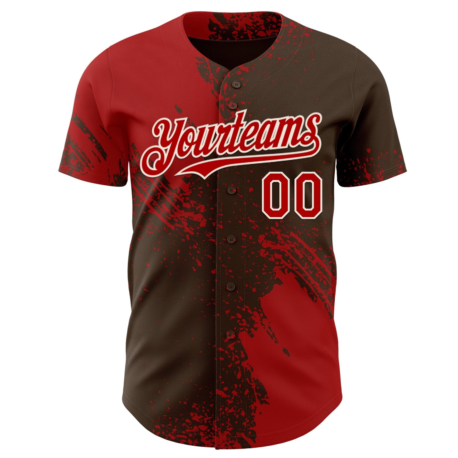 Custom Brown Red-Cream Abstract Brush Stroke Authentic Baseball Jersey view 2