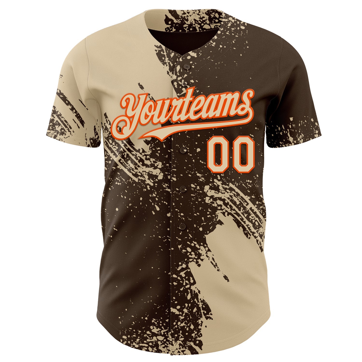 Custom Brown City Cream-Orange Abstract Brush Stroke Authentic Baseball Jersey view 2