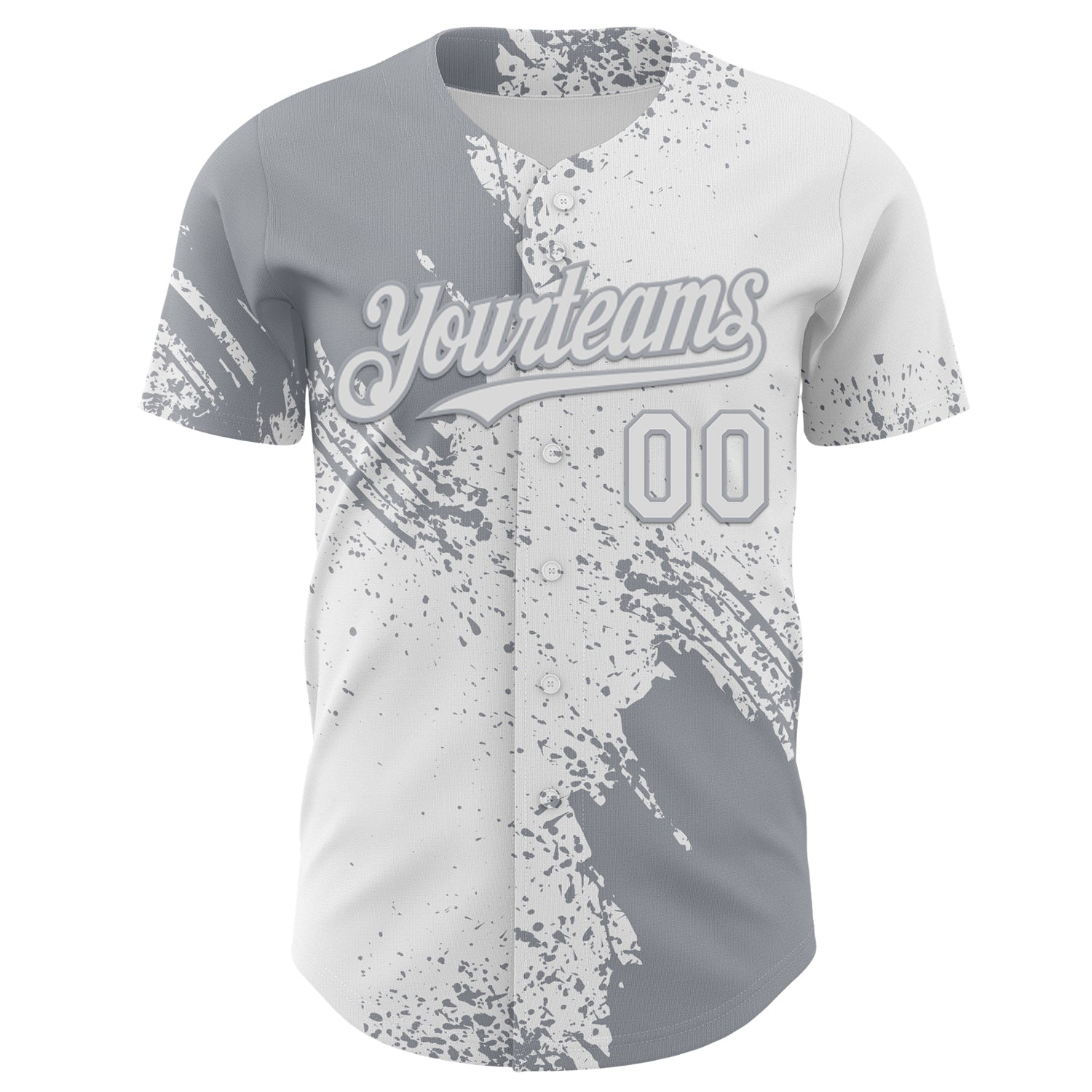Custom White-Gray Abstract Brush Stroke Authentic Baseball Jersey view 2