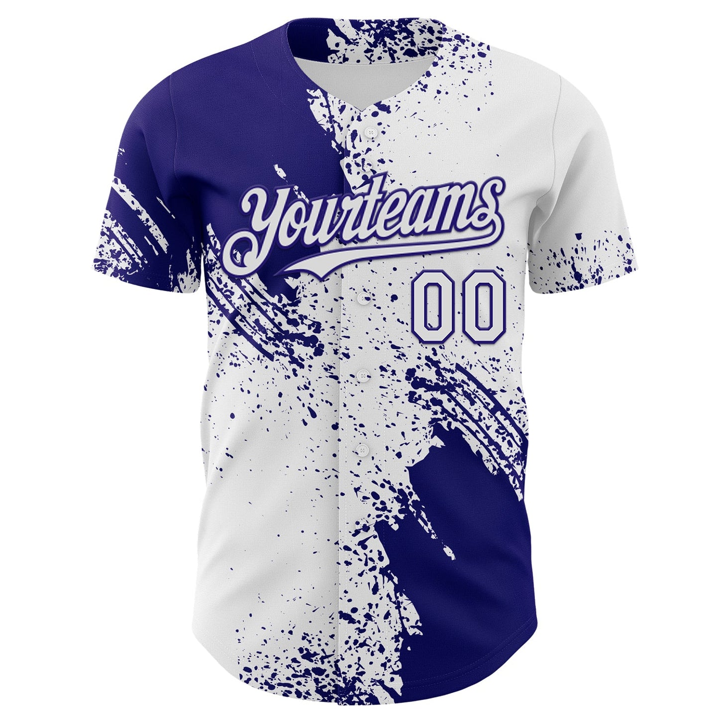 Custom White-Dark Purple Abstract Brush Stroke Authentic Baseball Jersey view 2