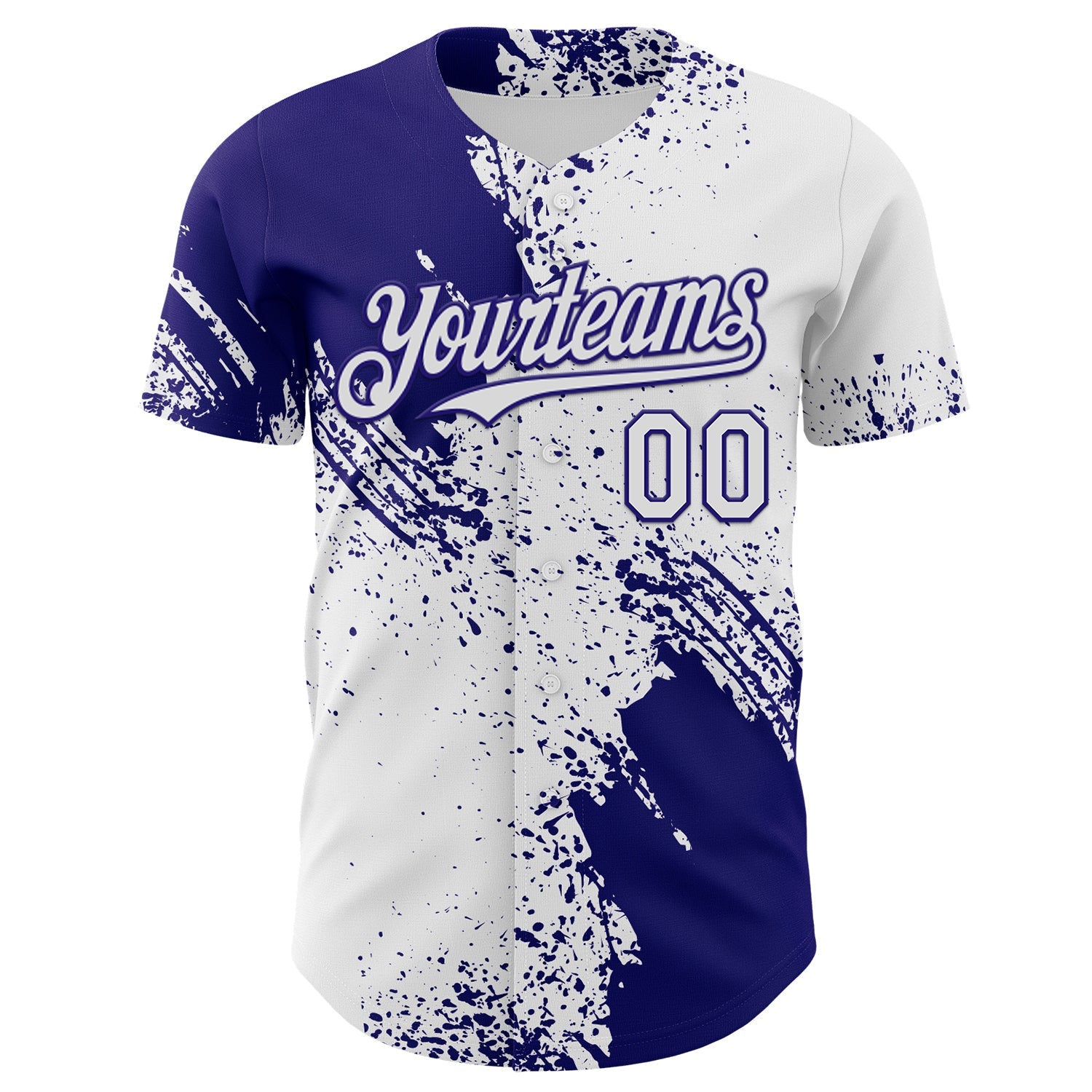 Custom White-Dark Purple Abstract Brush Stroke Authentic Baseball Jersey view 2