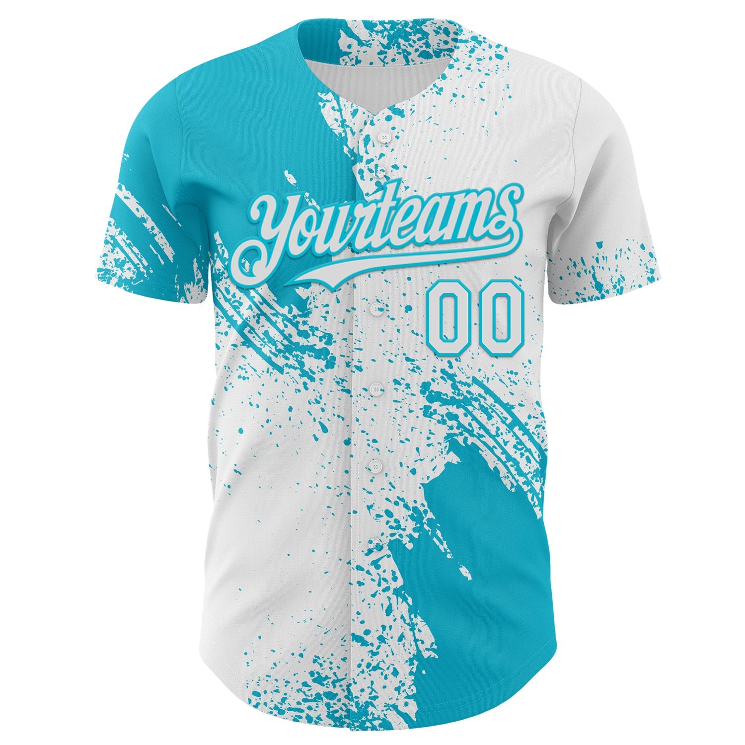 Custom White-Lakes Blue Abstract Brush Stroke Authentic Baseball Jersey view 2