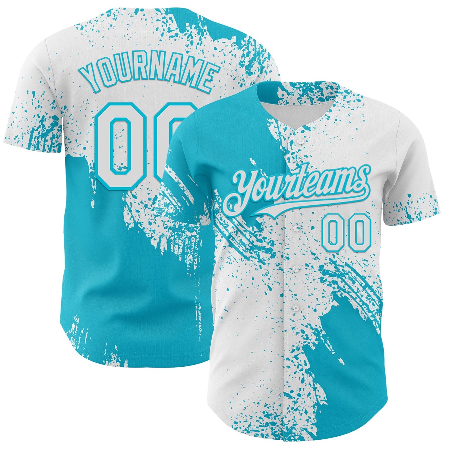 Custom White-Lakes Blue Abstract Brush Stroke Authentic Baseball Jersey - Main View