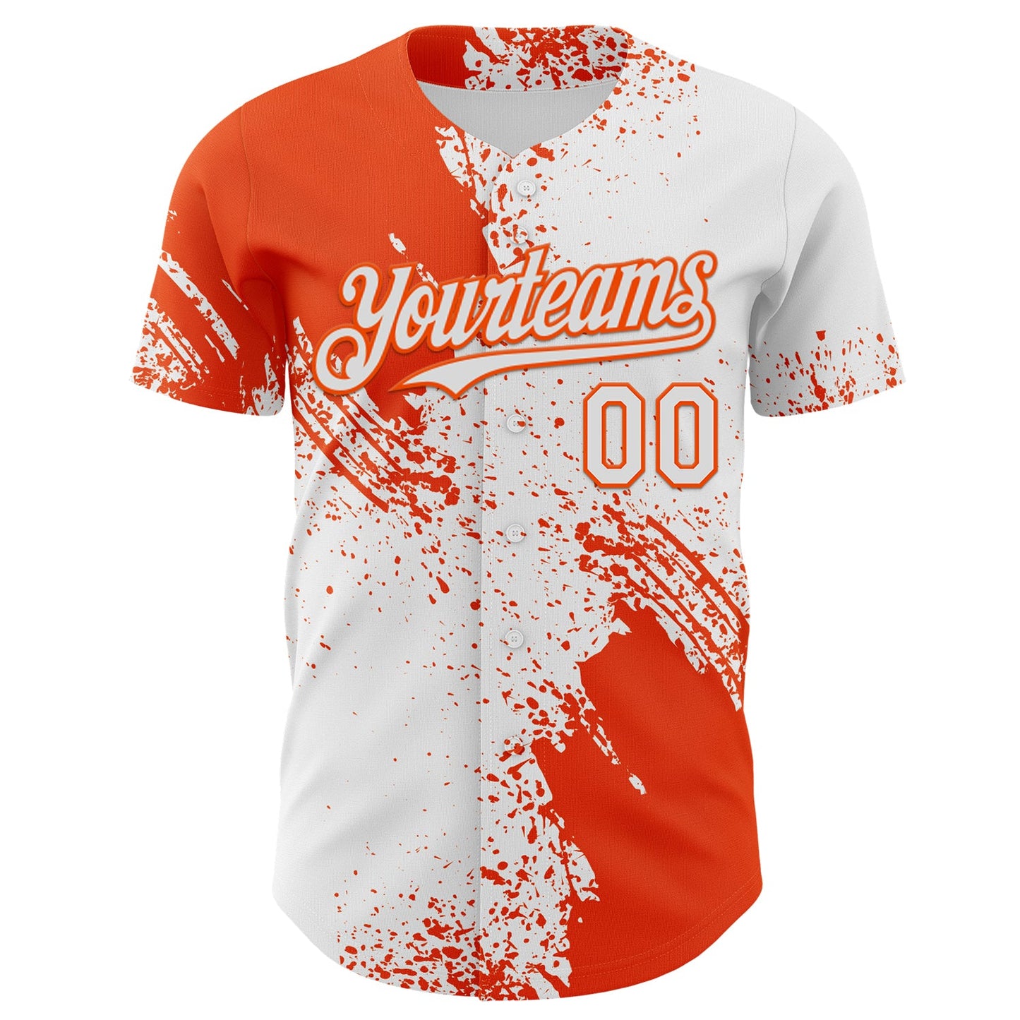 Custom White-Orange Abstract Brush Stroke Authentic Baseball Jersey view 2